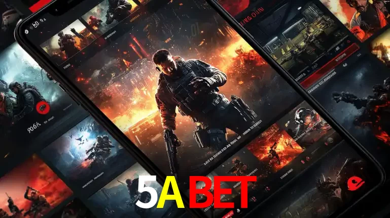 Tela de um celular exibindo uma galeria de jogos de tiro com temática militar, mostrando a variedade de e-sports disponíveis para apostas na plataforma de entretenimento 5ABET.